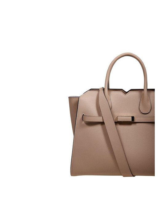 Valextra Brown Milano Medium Top Handle Bag
