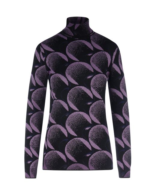 Prada Multicolor Turtleneck Sweater With Geometric Pattern