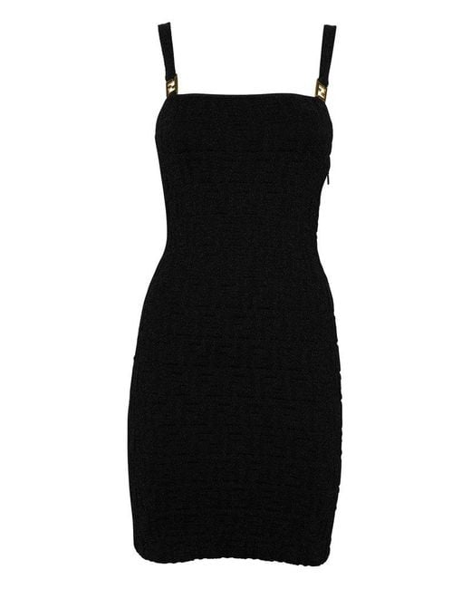 Fendi Black All-over Logo Sleeveless Dress