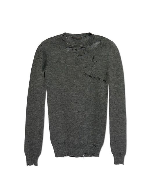 Balenciaga Gray Sweater With Tears for men