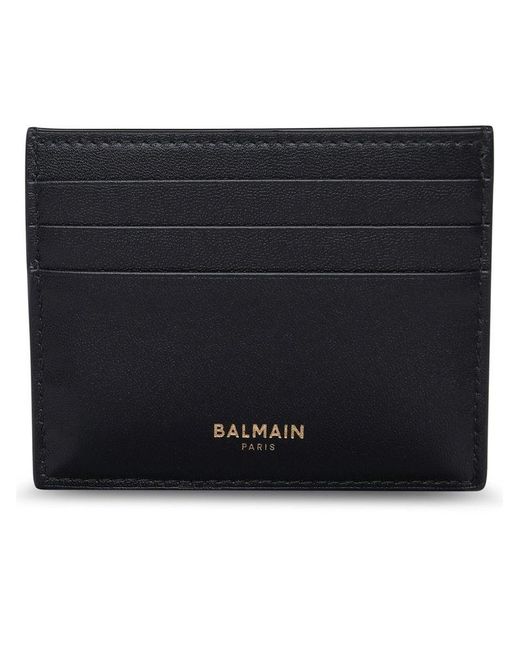 Balmain Black Leather B-buzz Card Holder