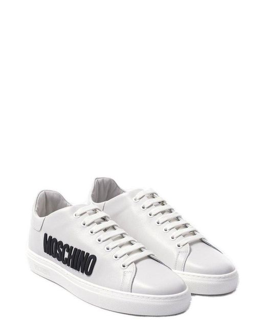 Moschino White Logo Lettering Round Toe Sneakers for men