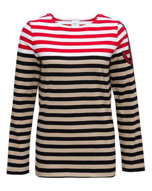 Patou Red Striped Crewneck Long-sleeved T-shirt