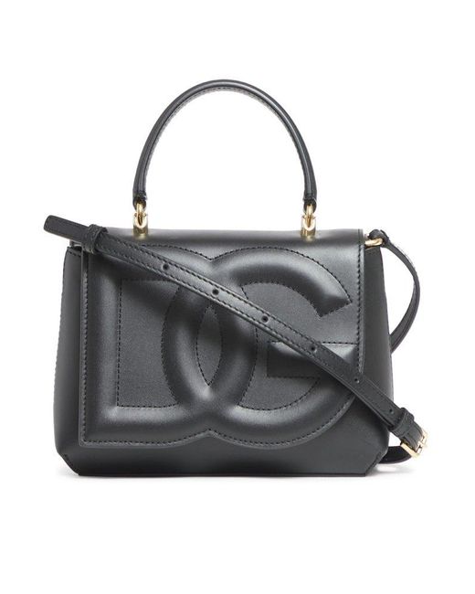 Dolce & Gabbana Black Logo Embossed Top Handle Bag