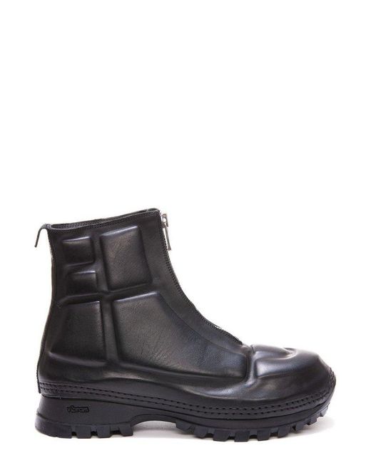 Guidi Black Embossed Detail Zip-up Boots for men