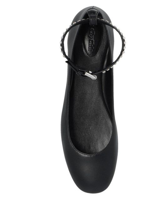 See By Chloé Black Strap-detailed Round-toe Ballet Flats