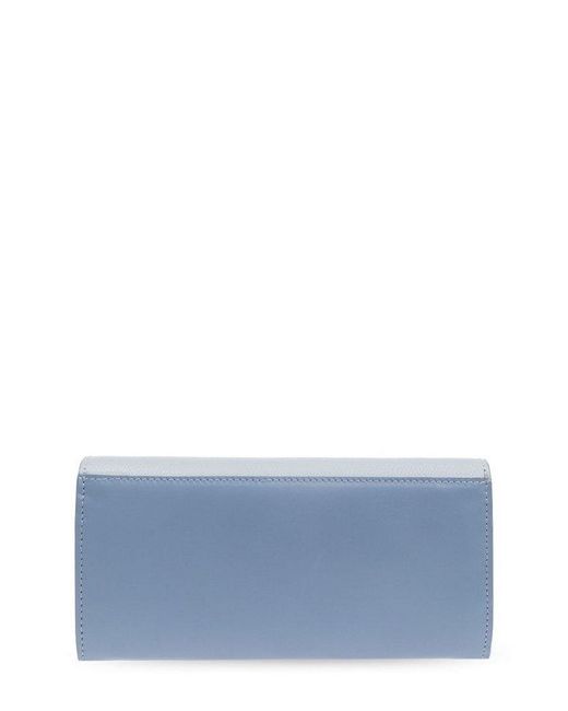 Fendi Blue Ff Diamonds Chain-Linked Continental Wallet