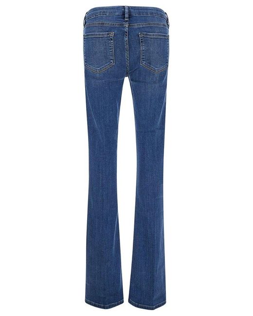 FRAME Blue 'Mini Boot' Flared Jeans With Branded Button
