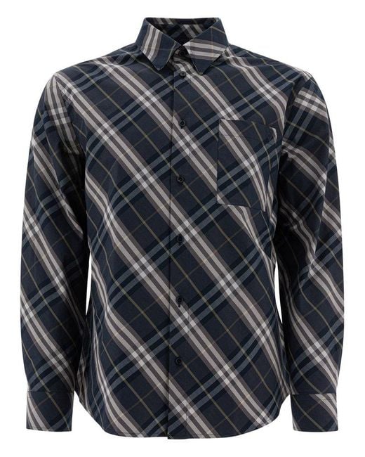 Burberry Blue Checkered Design Shirt For for men