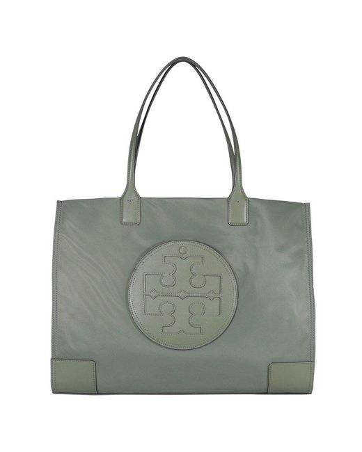Tory Burch Green Ella Logo Patch Tote Bag