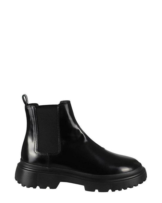 Hogan Roundtoe Chelsea Ankle Boots in Black for Men Lyst