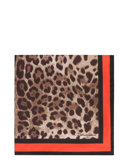 Dolce & Gabbana Multicolor Leopard Printed Twill Scarf