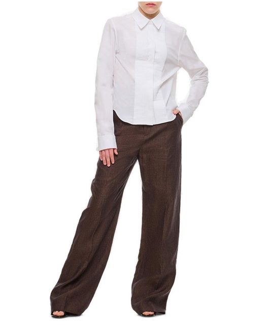 Loewe White Pleated Long-sleeved Shirt