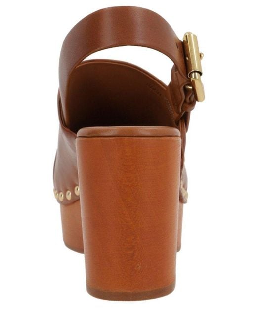 Chloé Brown Jeannette Wedge Clogs