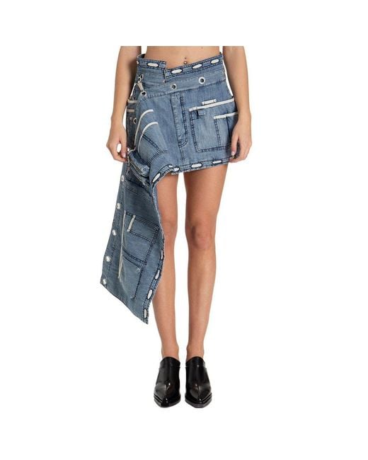 Asymmetrical denim mini skirt 2025