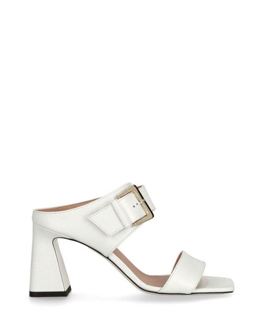 Pollini White Ethos Buckle Sandals