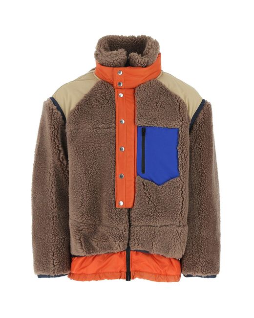 Sacai Multicolor Faux Shearling Jacket In Wool 1 for men