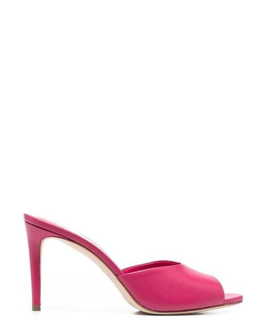 Paris Texas Leather Pointed-toe Heeled Slides in Pink | Lyst UK