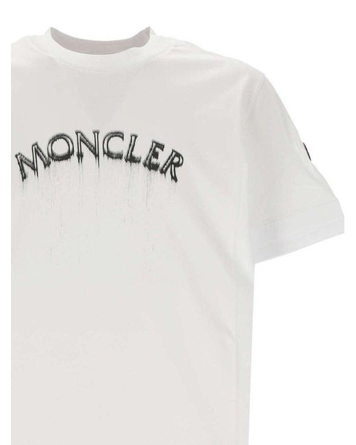 Moncler White Logo Printed Crewneck T-shirt