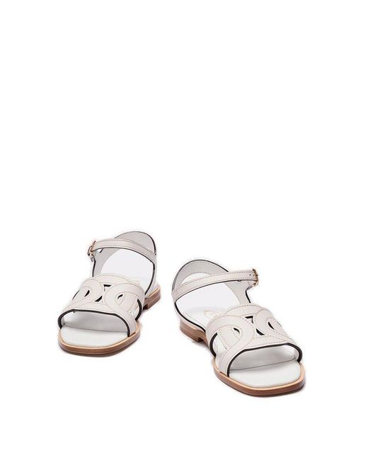 Tod's White Kate Contrast Stitched Sandals
