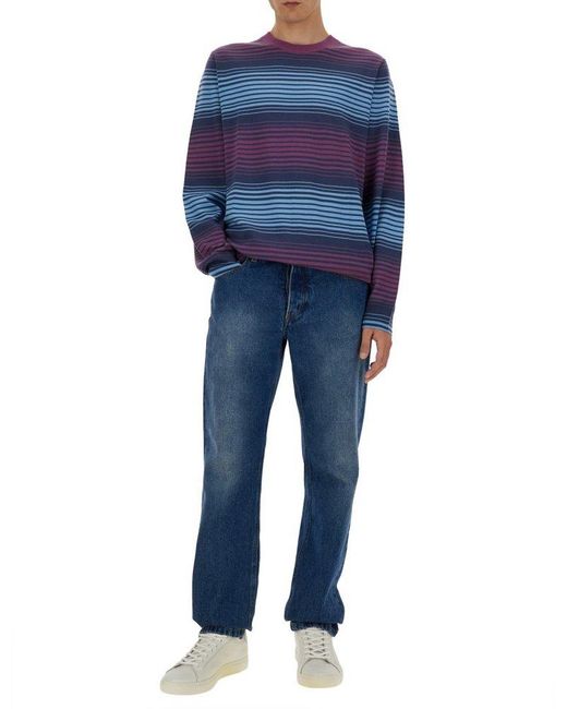 Paul Smith Blue Striped Crewneck Jumper for men