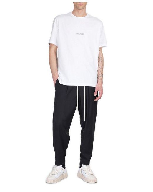 State of Order White Logo Print Crewneck T-Shirt for men