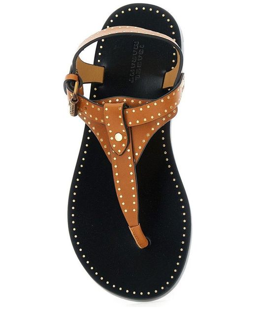 Isabel Marant Brown Jooni Thong Strapped Flat Sandals