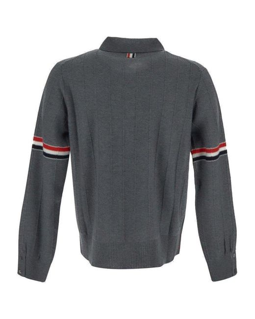 Thom Browne Gray Long Sleeve Polo for men