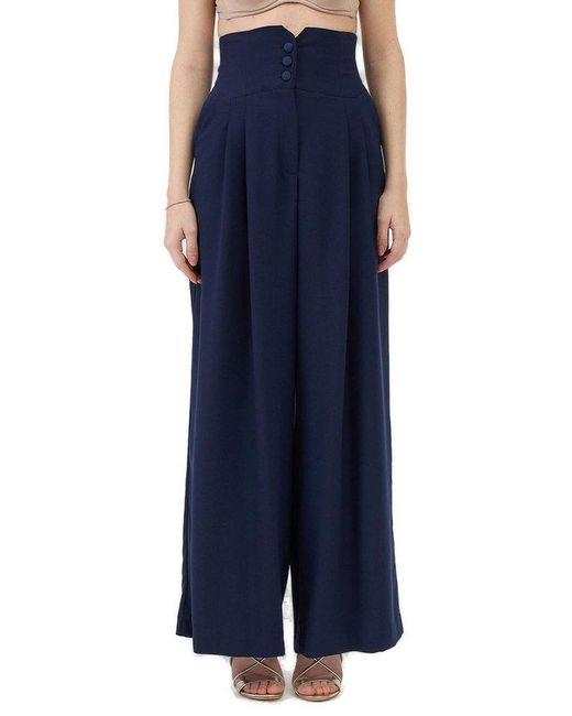 パンツ Ermanno Scervino Flowing Wide-Leg Pants With High Ermanno Scervino High Waist Wide-Leg Trousers in Blue | Lyst