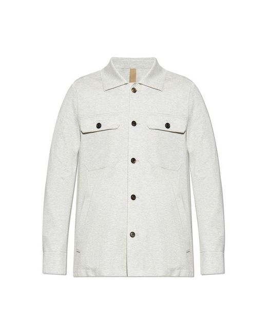 Eleventy White Shirt With Herringbone Pattern for men