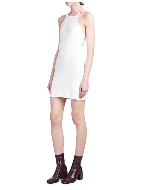 Courreges White Buckle Rib Knit Drss
