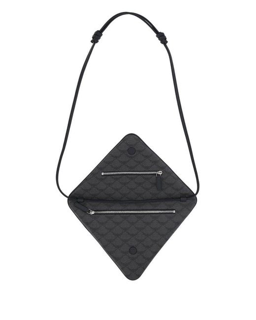 MCM Gray Logo Plaque Triangle Shape Shoulder Bag