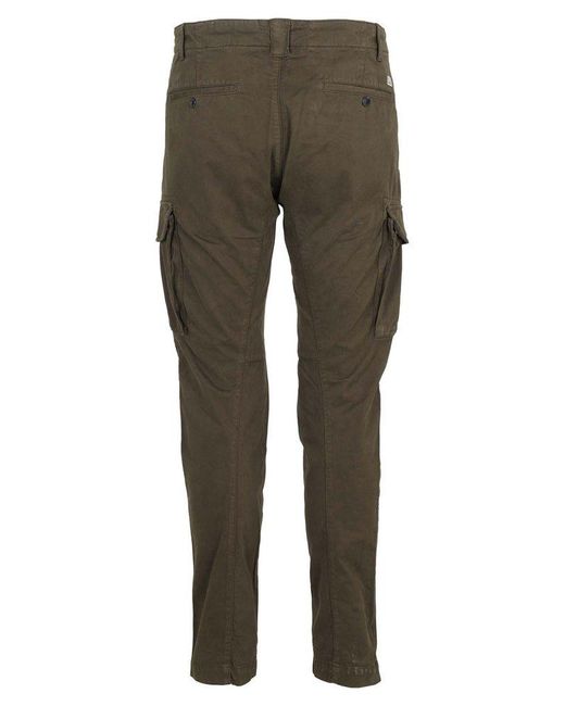 C P Company Green Stretch Sateen Cargo Pants for men