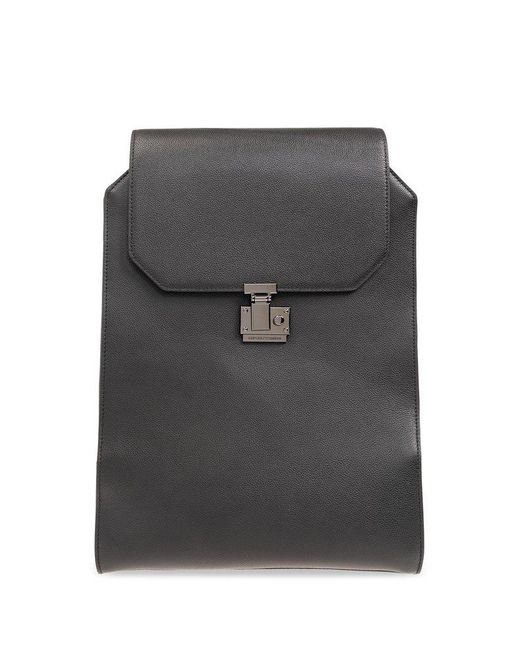 Emporio Armani Gray Leather Backpack, for men
