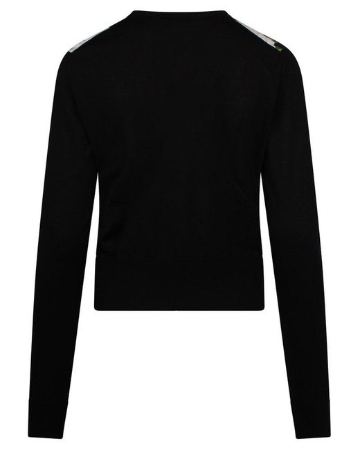 Dolce & Gabbana Black Cardigan With Floral Pattern