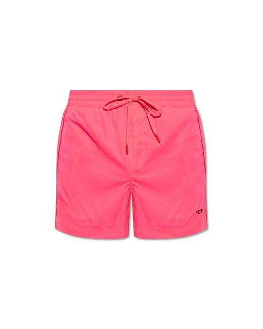 DIESEL Pink Bmbx-ken Logo Plaque Drawstring Swim Shorts for men