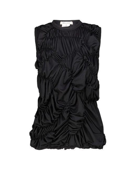 Comme des Garçons Black Sleeveless T-Shirt With Gathered Front