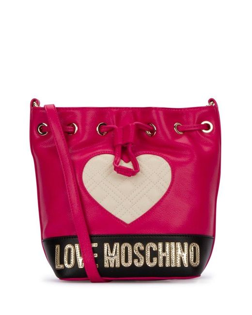 Love Moschino Quilted Heart Drawstring Bucket Bag in Pink Lyst