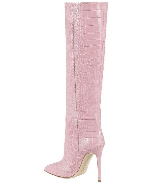 Paris Texas Pink Embossed Knee-high Boots