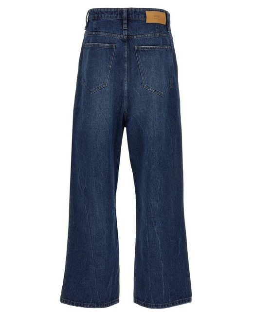 AMI Blue Paris Wide-leg Baggy Jeans for men