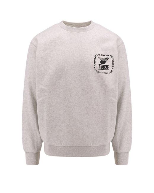 Carhartt Gray Logo-printed Crewneck Sweatshirt for men