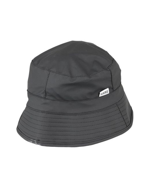 Rains Black Logo Detailed Bucket Hat
