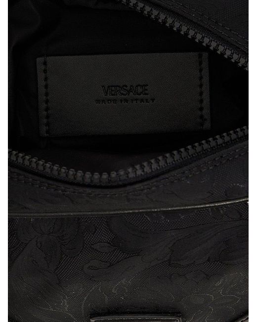 Versace Black Jacquard Shoulder Strap Crossbody Bags for men