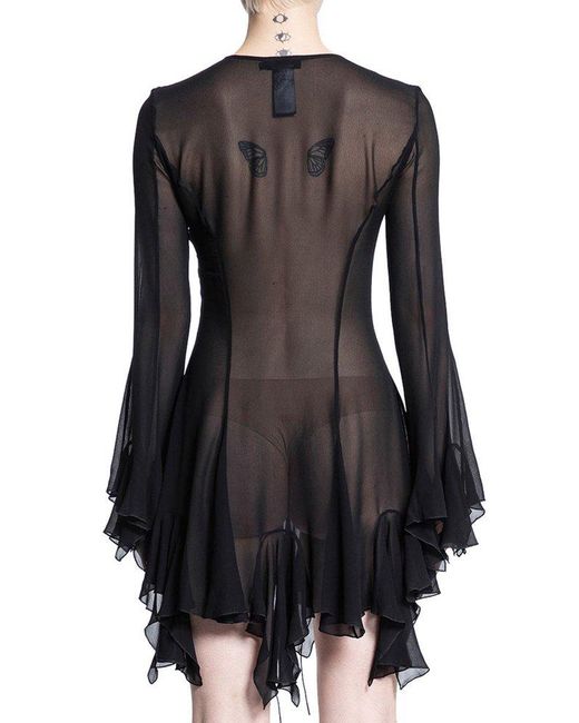 M I S B H V Black Laced Chiffon Mini Dress