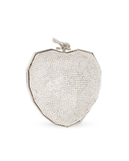 Jimmy Choo Gray Faceted Heart Clutch Bag