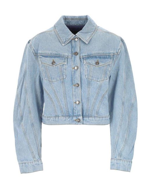 Mugler Blue Structured Denim Jacket