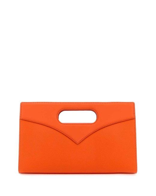 MCM Orange Small Diamond Logo Printed Tote Bag