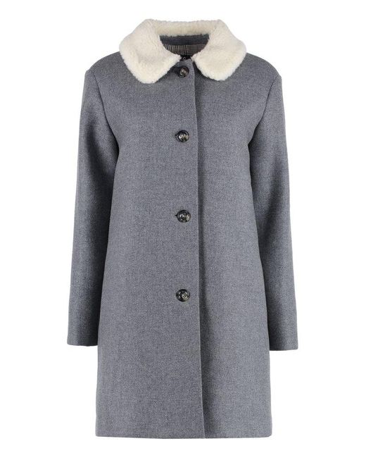 A.P.C. Gray New Doll Wool Blend Coat