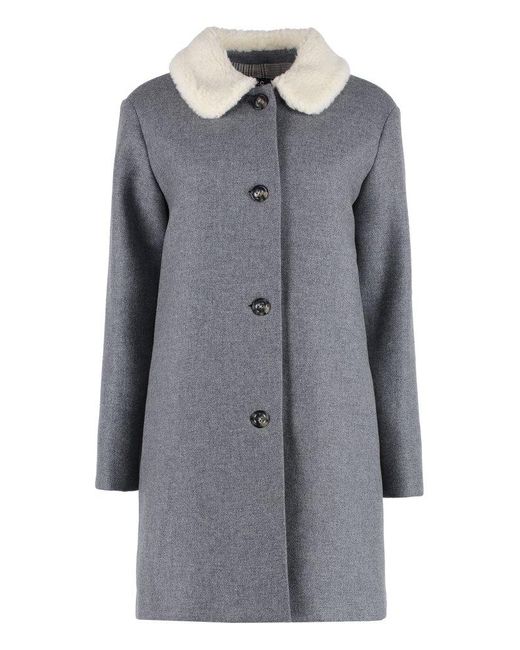 A.P.C. New Doll Wool Blend Coat in Grey 