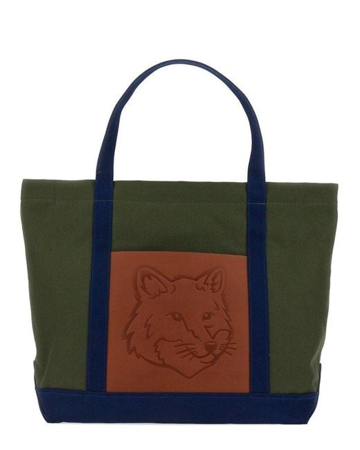 Maison Kitsuné Black Fox Head Patch Large Tote Bag
